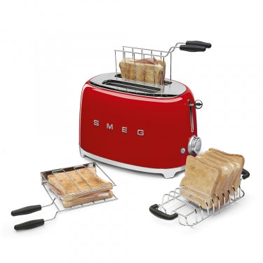 Smeg - 50's Retro Style Aesthetic 2 Slice Toaster red with toast