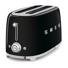Smeg 50's Retro Style Aesthetic 4x2 Slice Toaster black side view